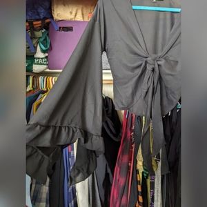 Foxblood Bell Sleeve Tie Front Top